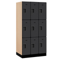 Salsbury Industries Wardrobe Locker, 36" W, 21" D, 76" H, (3) Wide, (9) Openings, Black 33361BLK